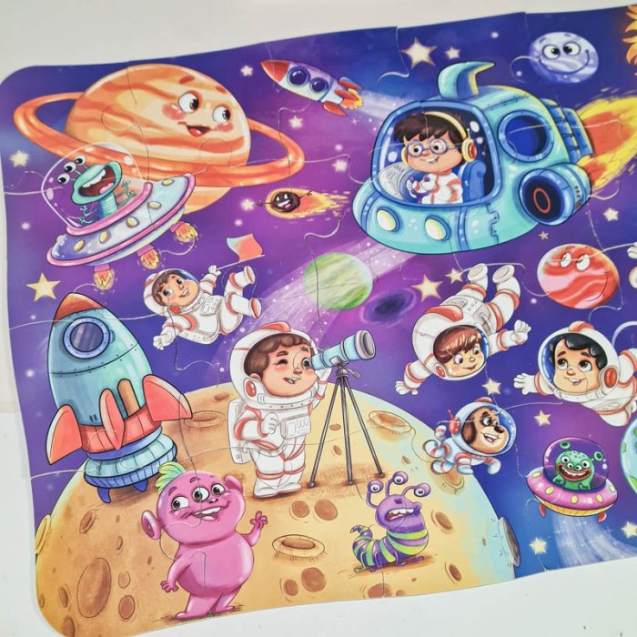 پازل کودک 24 تکه مدل فضانوردان کوچک کد 085037
