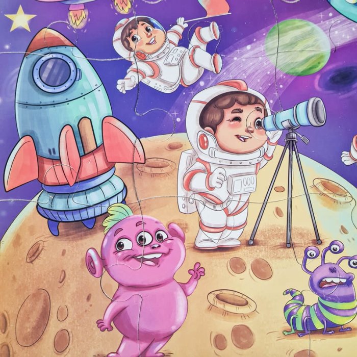 پازل کودک 24 تکه مدل فضانوردان کوچک کد 085037