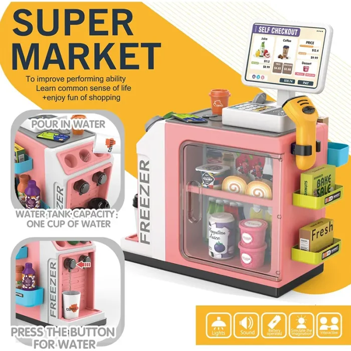 اسباب بازی سوپر مارکت 46 تکه رنگ صورتی کد ZY1604823