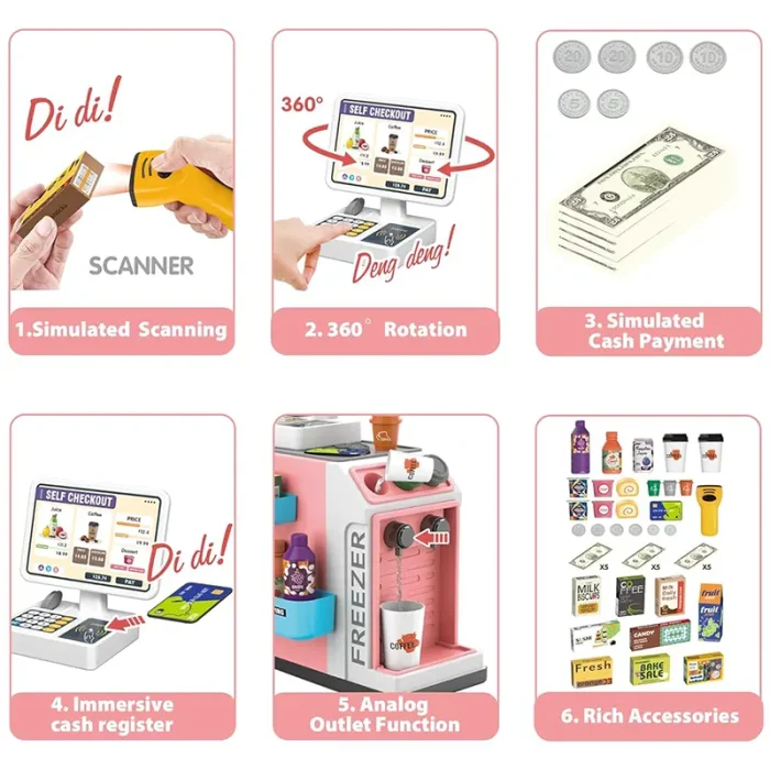 اسباب بازی سوپر مارکت 46 تکه رنگ صورتی کد ZY1604823