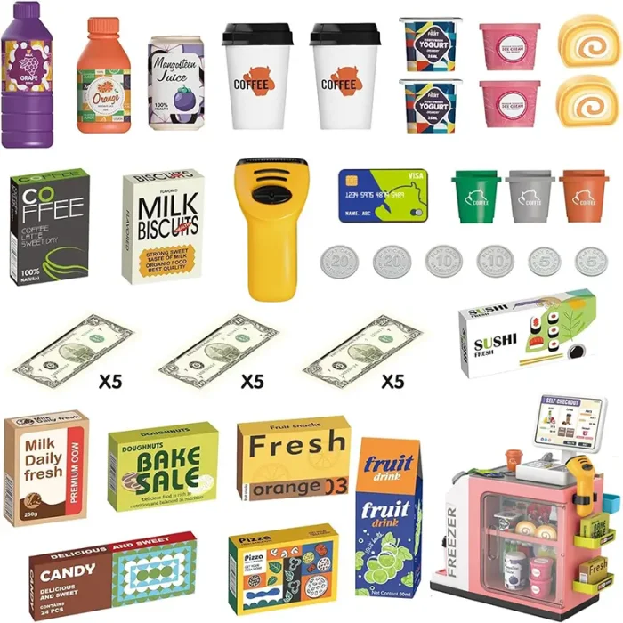 اسباب بازی سوپر مارکت 46 تکه رنگ صورتی کد ZY1604823