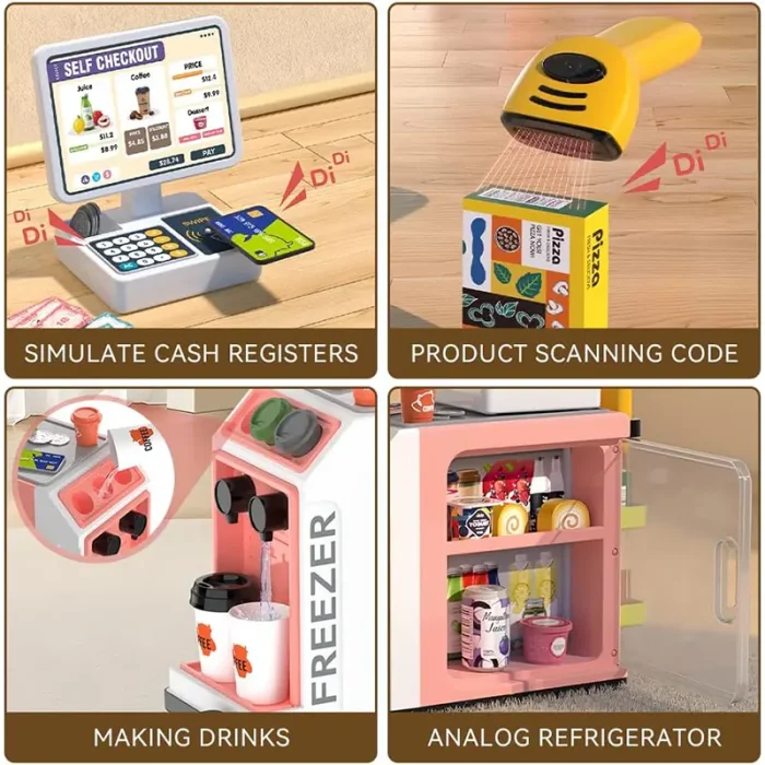 اسباب بازی سوپر مارکت 46 تکه رنگ صورتی کد ZY1604823