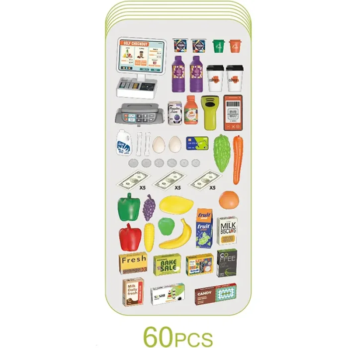 اسباب بازی سوپر مارکت 60 تکه به همراه ترولی کد ZY1596779