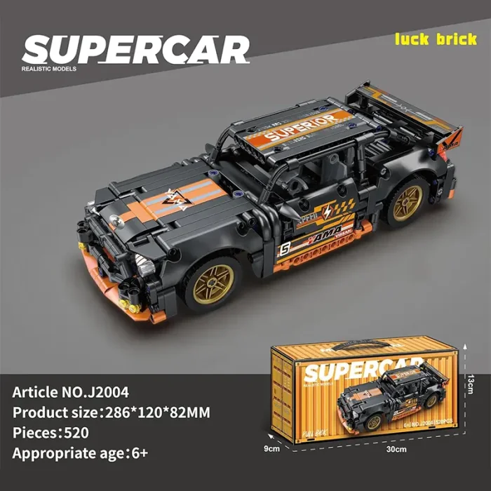 لگو ماشین مسابقه عقب کش 520 تکه رنگ مشکی نارنجی کد J2004