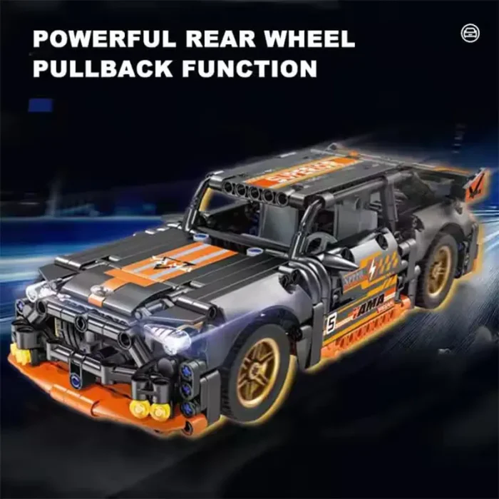 لگو ماشین مسابقه عقب کش 520 تکه رنگ مشکی نارنجی کد J2004