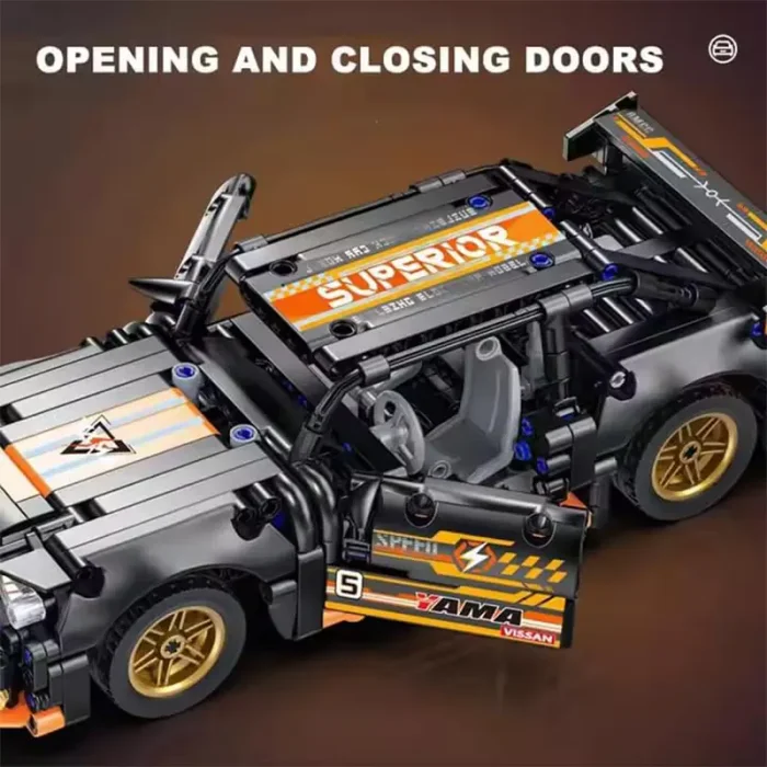 لگو ماشین مسابقه عقب کش 520 تکه رنگ مشکی نارنجی کد J2004