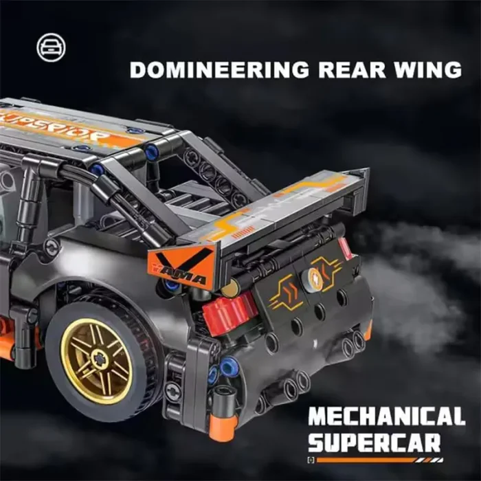 لگو ماشین مسابقه عقب کش 520 تکه رنگ مشکی نارنجی کد J2004