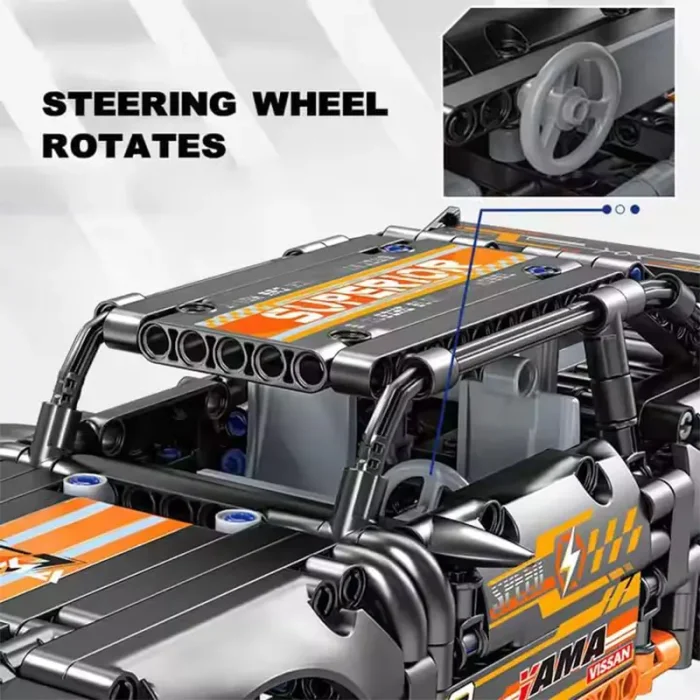 لگو ماشین مسابقه عقب کش 520 تکه رنگ مشکی نارنجی کد J2004