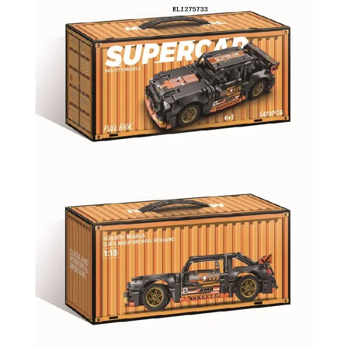 لگو ماشین مسابقه عقب کش 520 تکه رنگ مشکی نارنجی کد J2004