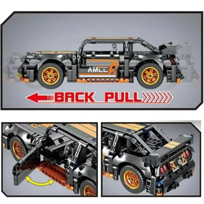 لگو ماشین مسابقه عقب کش 520 تکه رنگ مشکی نارنجی کد J2004