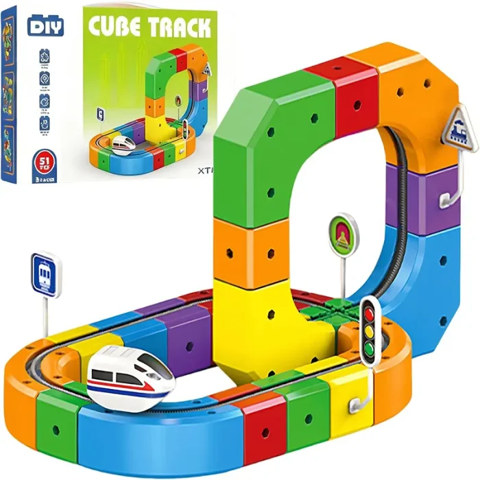 اسباب‌بازی ساختنی قطار برقی با پیست مسابقه 51 تکه کد MY461807