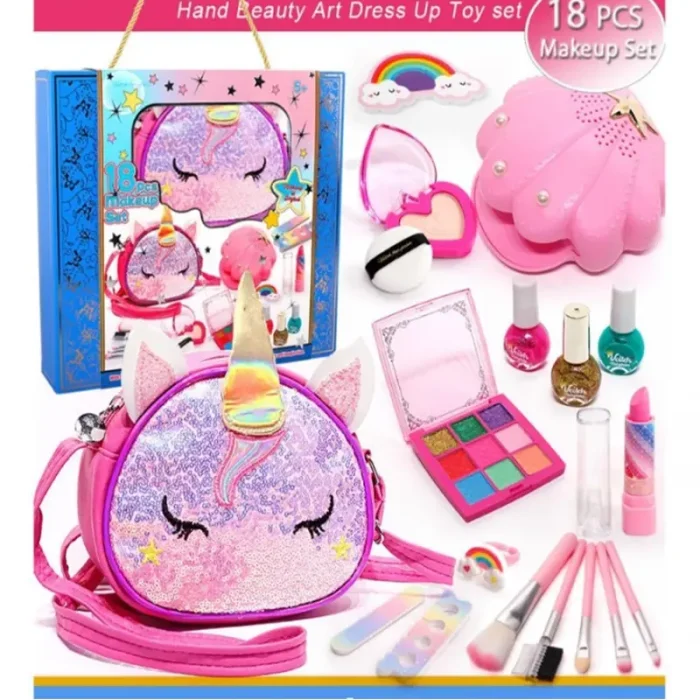 ست لوازم آرایشی کودک کیفی طرح یونیکورن کد ZY1924724