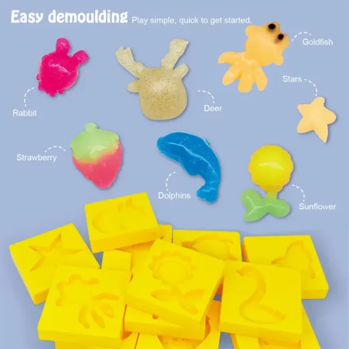 کیت جادویی قالب سازی ژله ای 6 رنگ سطلی کد ZY1733407