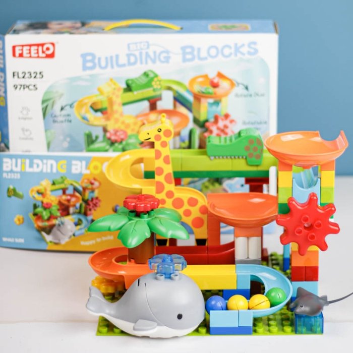 اسباب بازی لگو سرسره توپ طرح حیوانات دریایی  97 تکه  فیلو FEELO کد FL2325