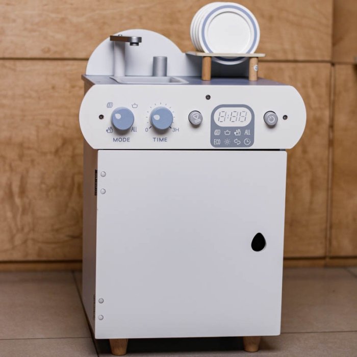 اسباب بازی ست کامل ماشین ظرفشویی چوبی رنگ سفید کد BL21155