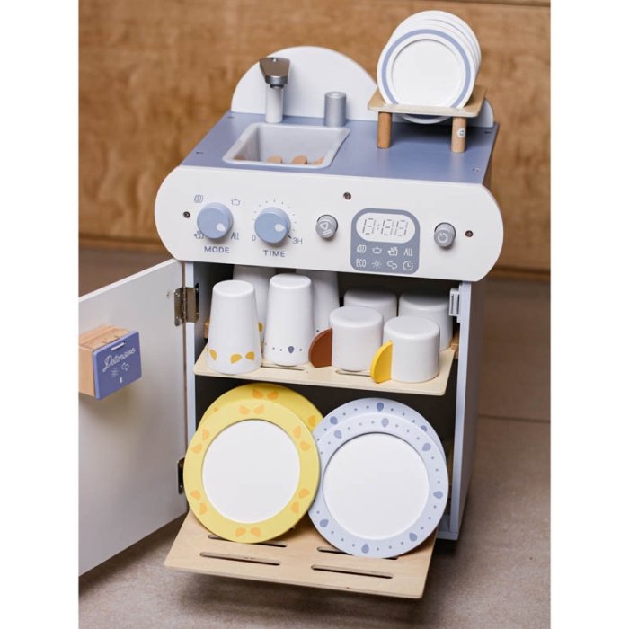 اسباب بازی ست کامل ماشین ظرفشویی چوبی رنگ سفید کد BL21155