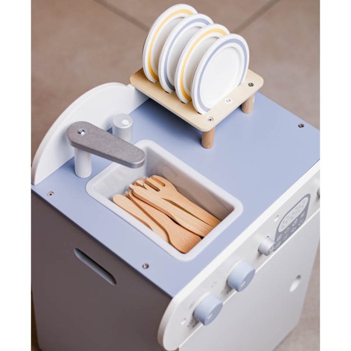 اسباب بازی ست کامل ماشین ظرفشویی چوبی رنگ سفید کد BL21155