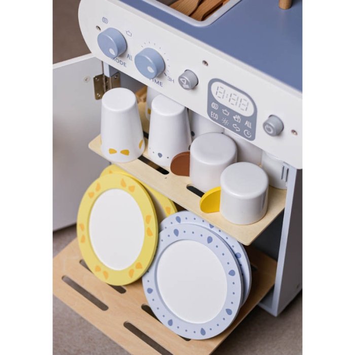 اسباب بازی ست کامل ماشین ظرفشویی چوبی رنگ سفید کد BL21155