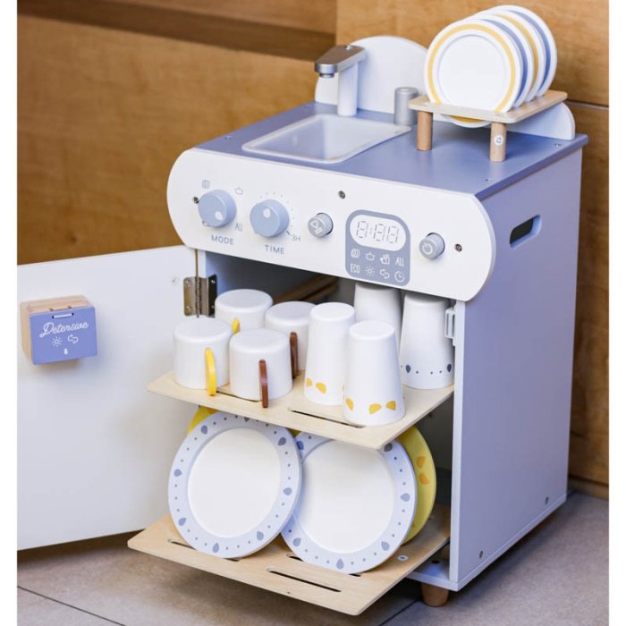 اسباب بازی ست کامل ماشین ظرفشویی چوبی رنگ سفید کد BL21155