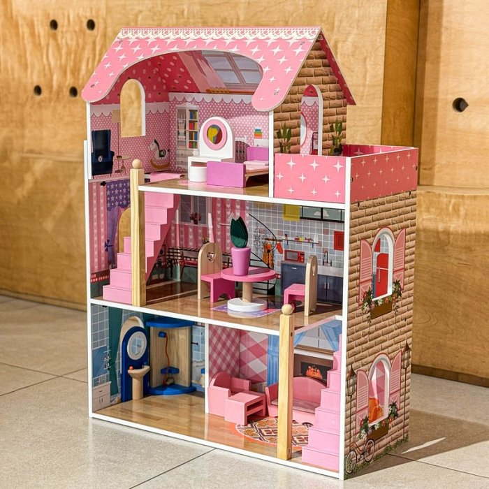 خانه عروسک چوبی با لوازم کد JYNC016