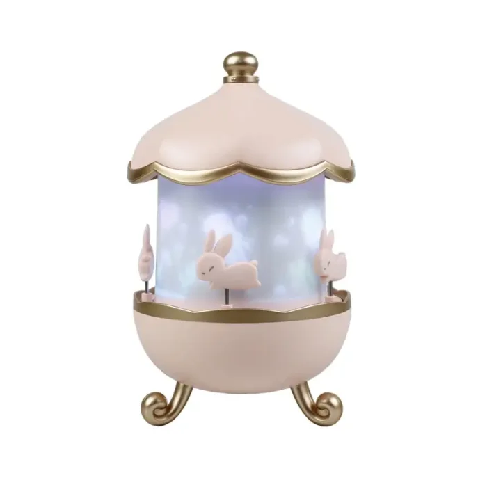 چراغ خواب کودک مدل ‎کاروسل موزیکال طرح چرخ و فلک خرگوش کد WHE11