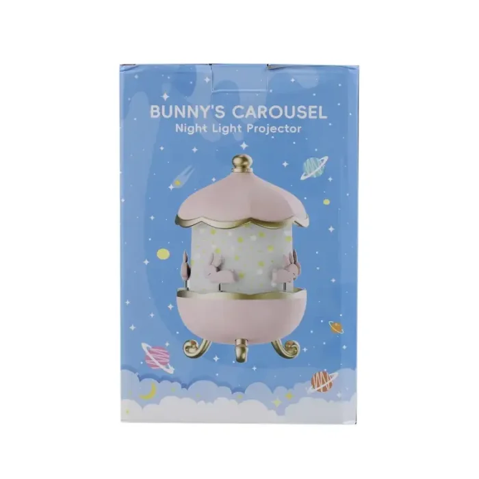 چراغ خواب کودک مدل ‎کاروسل موزیکال طرح چرخ و فلک خرگوش کد WHE11