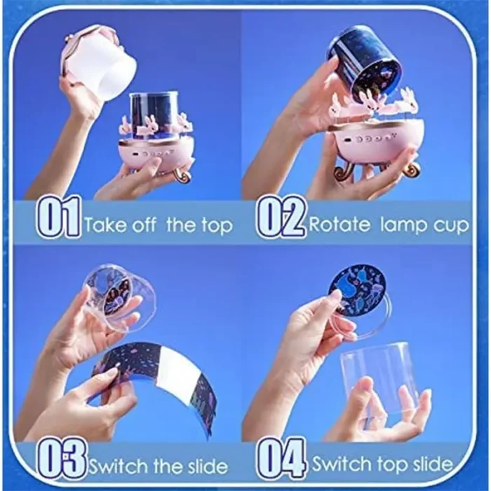 چراغ خواب کودک مدل ‎کاروسل موزیکال طرح چرخ و فلک خرگوش کد WHE11