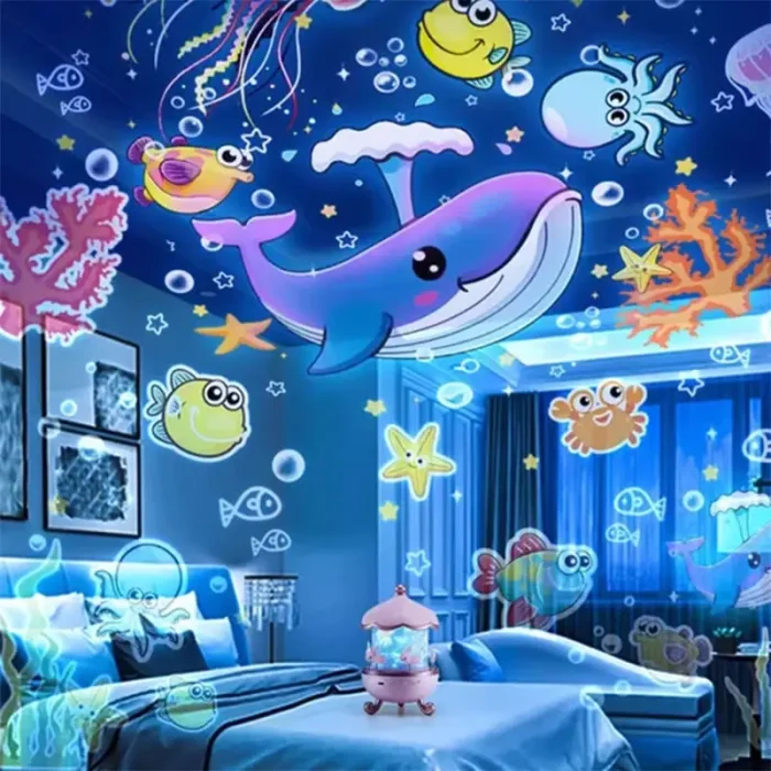 چراغ خواب کودک مدل ‎کاروسل موزیکال طرح چرخ و فلک خرگوش کد WHE11