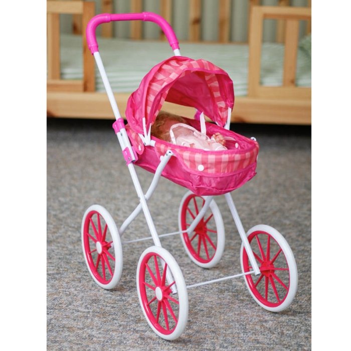 کالسکه عروسک سایبان دار سرخابی کد P/DH30/B