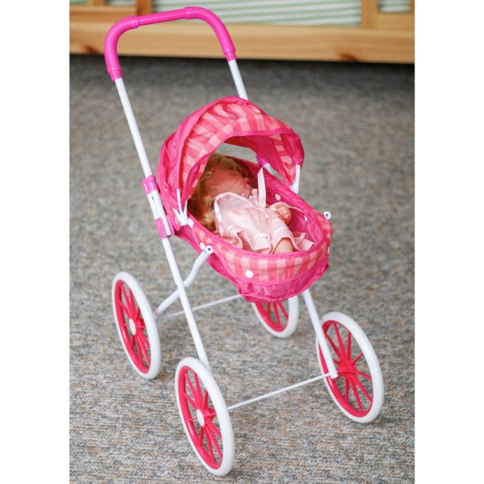 کالسکه عروسک سایبان دار سرخابی کد P/DH30/B