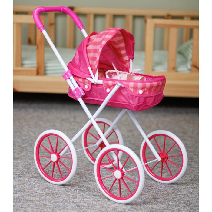 کالسکه عروسک سایبان دار سرخابی کد P/DH30/B