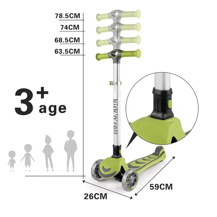 اسکوتر کودک تاشو کیک اند رول Kick and roll Scooter رنگ سبز کد P/S6/SA