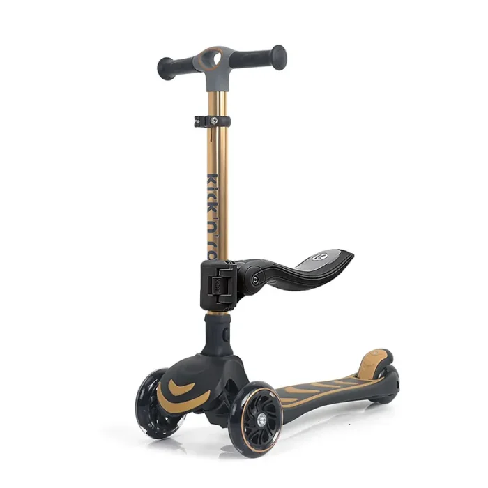 اسکوتر کودک تاشو کیک اند رول Kick and roll Scooter رنگ مشکی طلایی کد P/S6/ME