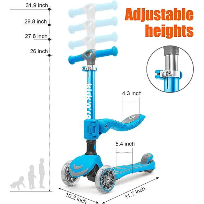 اسکوتر کودک تاشو کیک اند رول Kick and roll Scooter رنگ آبی کد P/S6 2in1/AB