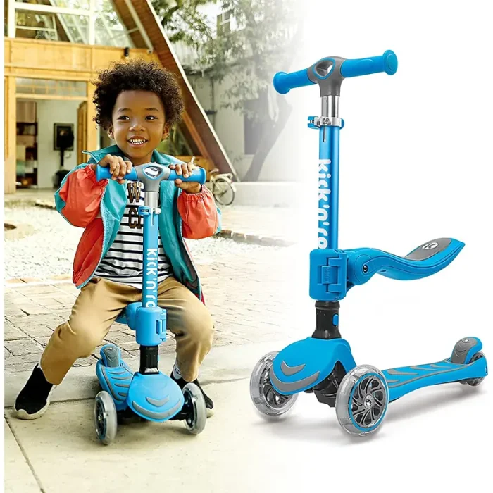 اسکوتر کودک تاشو کیک اند رول Kick and roll Scooter رنگ آبی کد P/S6 2in1/AB