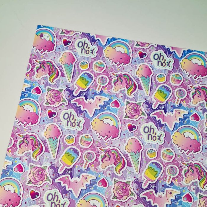 کاغذ کادو یک رو طرح  اسب یونیکورن کد P/700/A