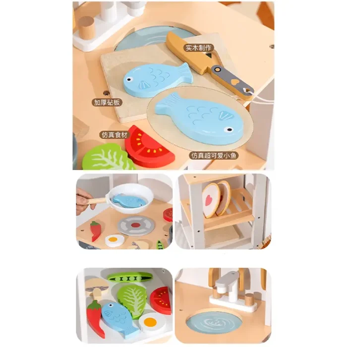 آشپزخانه کودک چوبی رنگ سفید کد KBQ2024001