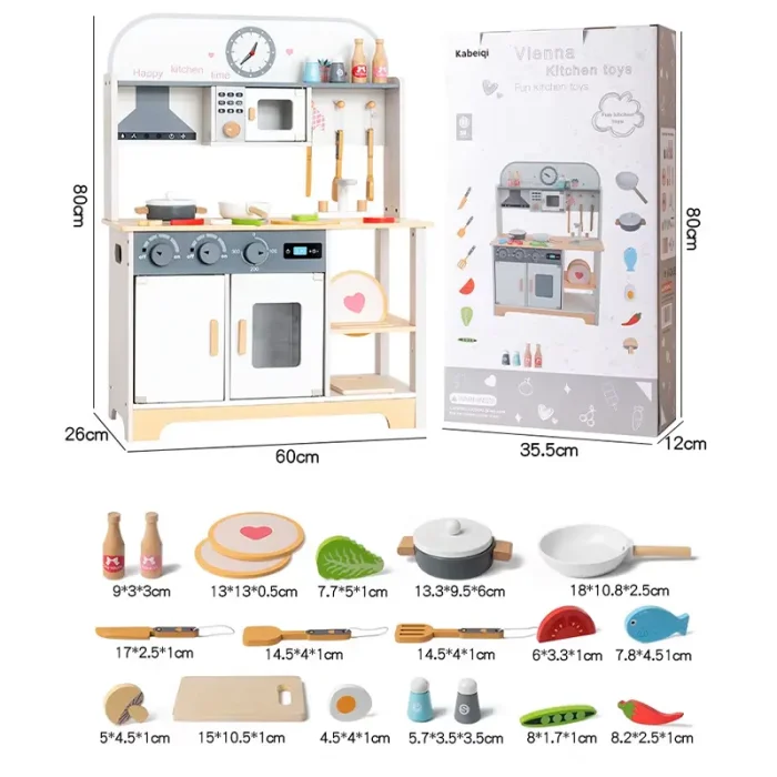 آشپزخانه کودک چوبی رنگ سفید کد KBQ2024001