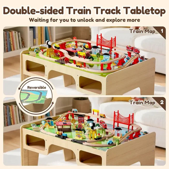 میز بازی چوبی مدل ریل قطار کد FBTS001