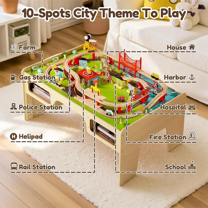 میز بازی چوبی مدل ریل قطار کد FBTS001