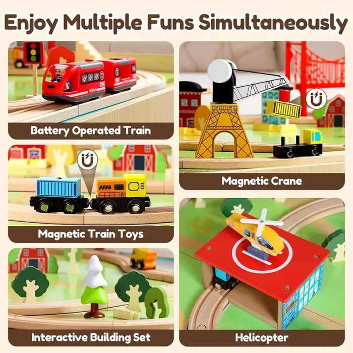 میز بازی چوبی مدل ریل قطار کد FBTS001