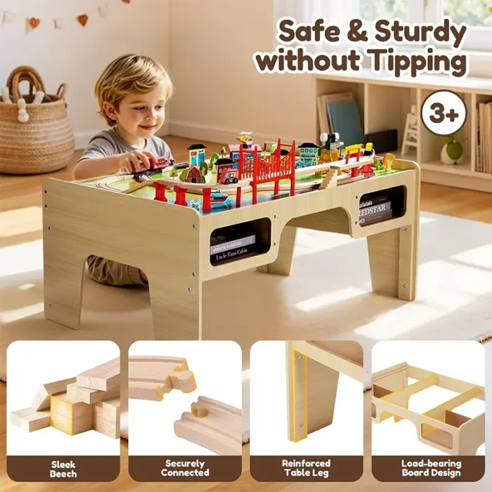 میز بازی چوبی مدل ریل قطار کد FBTS001