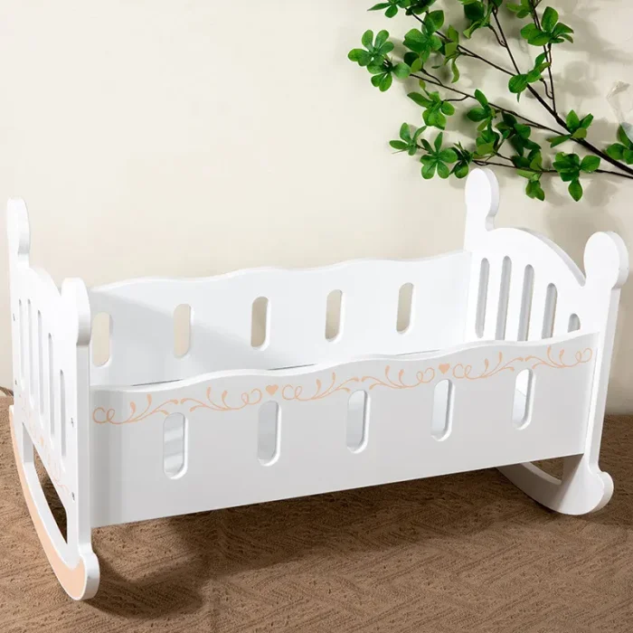 گهواره عروسک چوبی رنگ سفید کد MMM997