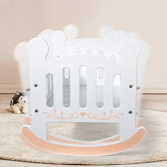 گهواره عروسک چوبی رنگ سفید کد MMM997