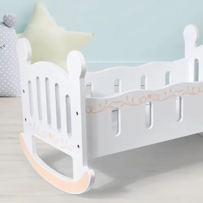 گهواره عروسک چوبی رنگ سفید کد MMM997