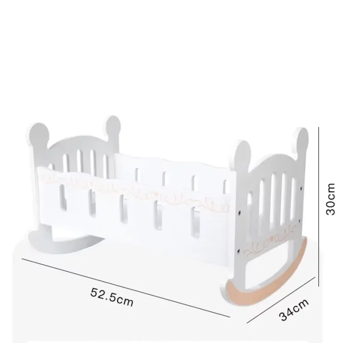 گهواره عروسک چوبی رنگ سفید کد MMM997