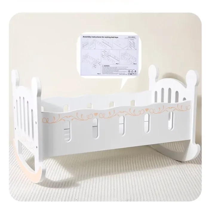 گهواره عروسک چوبی رنگ سفید کد MMM997