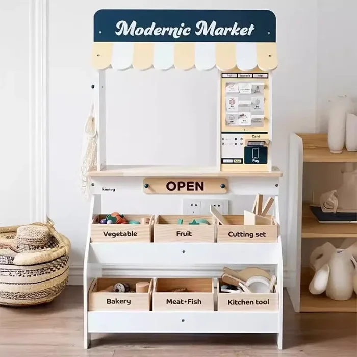 اسباب بازی استند سوپرمارکت چوبی با لوازم کد KMLJ2406151