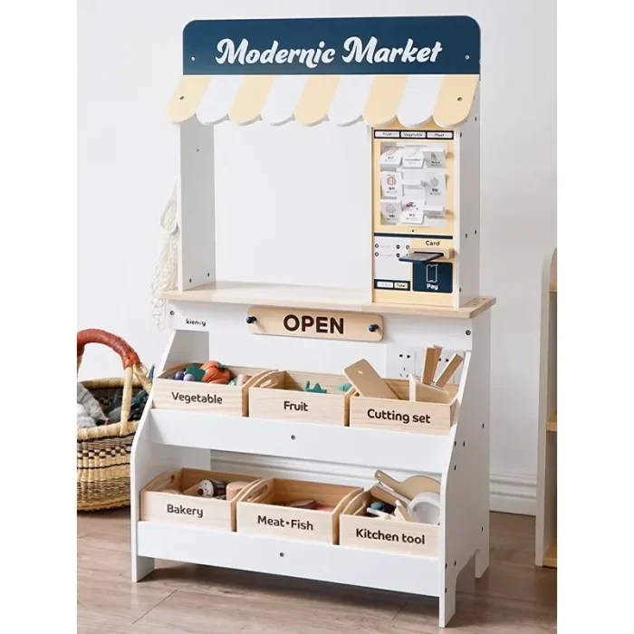 اسباب بازی استند سوپرمارکت چوبی با لوازم کد KMLJ2406151