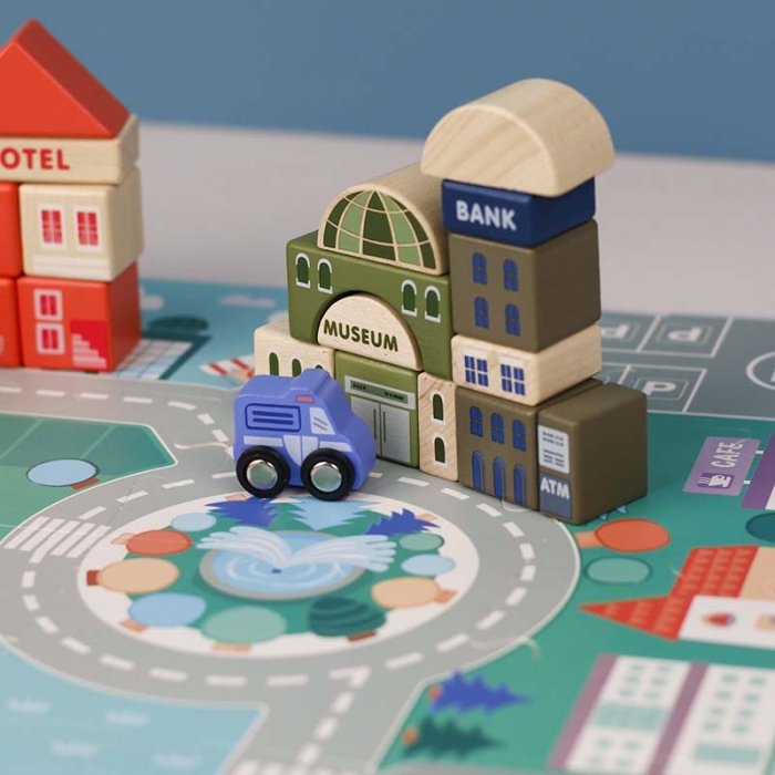 بریکس چوبی خانه سازی 115 تکه با صفحه بازی کد JHTOY101